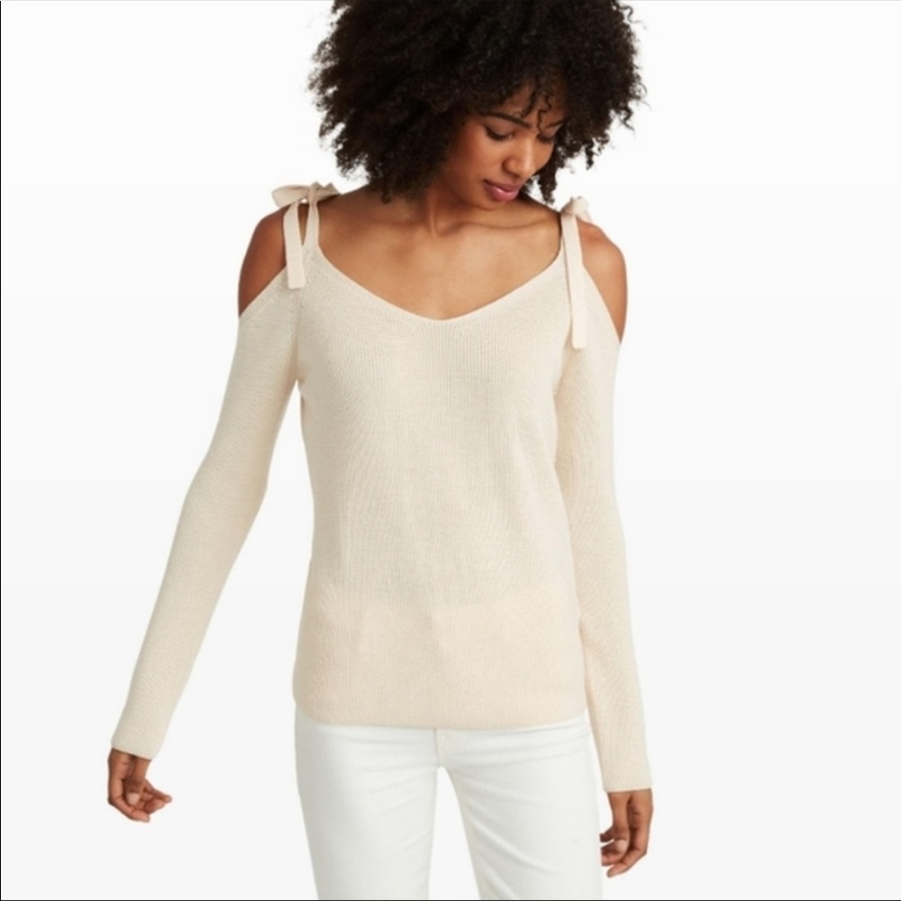 CLUB MONACO Cold shoulder merino and silk sweater